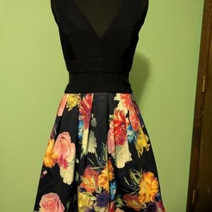 Xscape Navy Floral Midi Dress